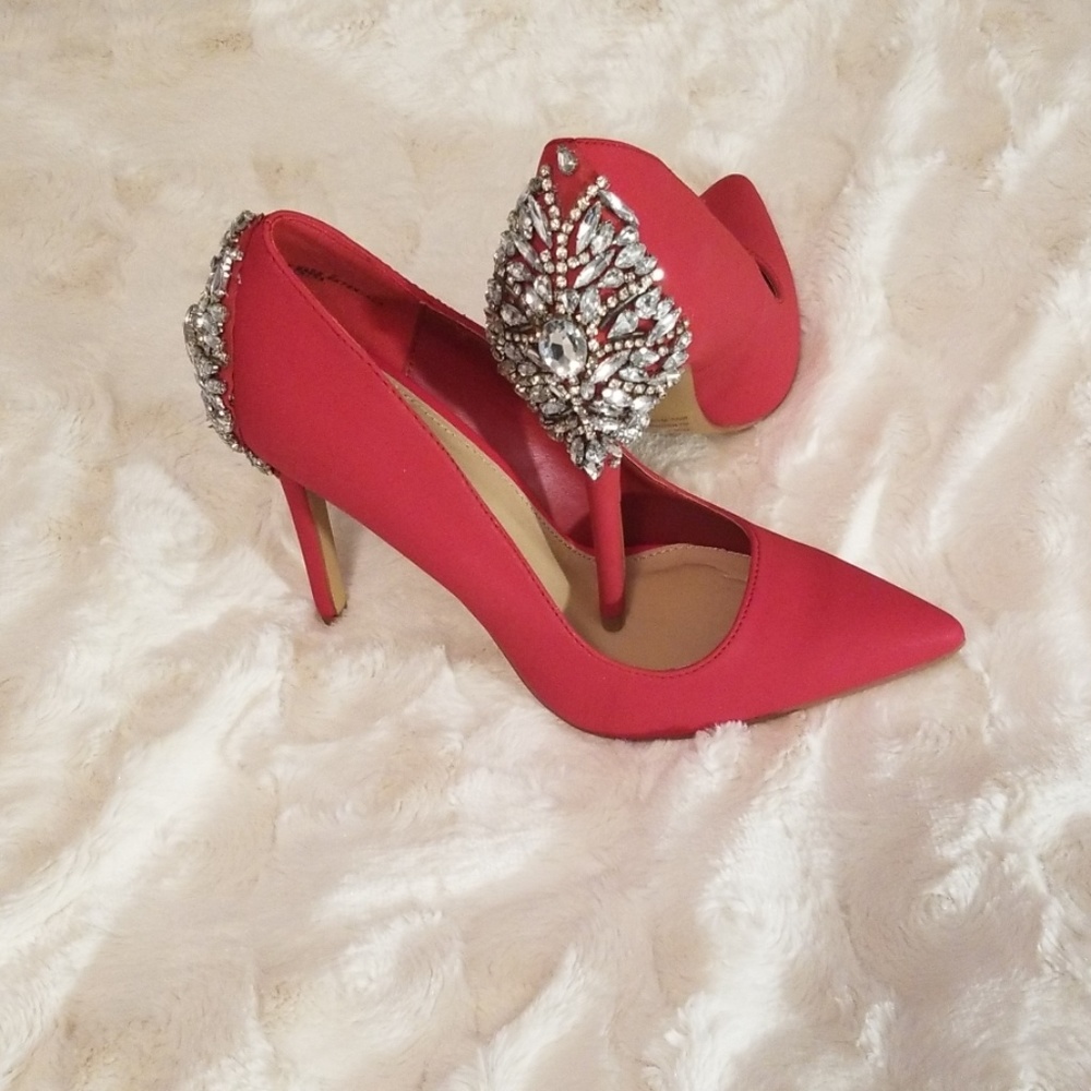 Size 7 Red Pumps with Studded Heel